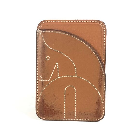 HERMES MagSafe Eman Cheval MagSafe Card Case Leather Brown - Picture 1 of 8